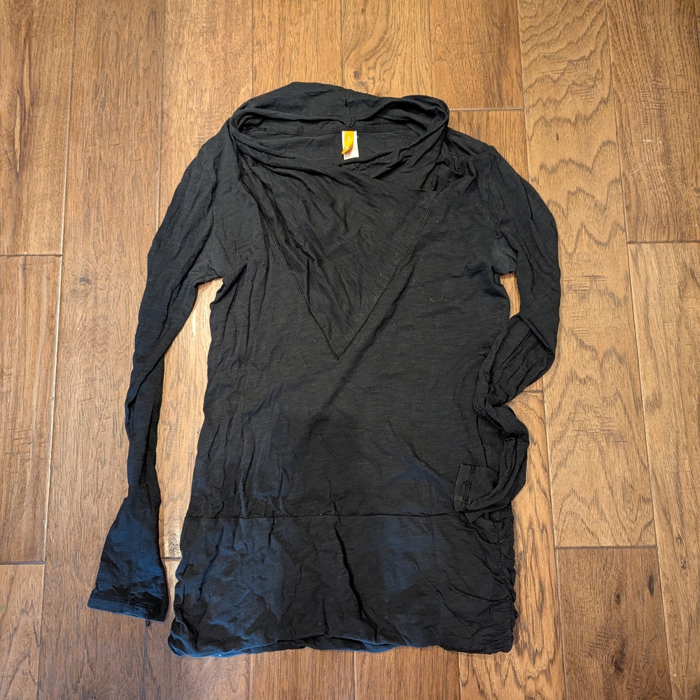 Black Long Sleeve Hooded Top